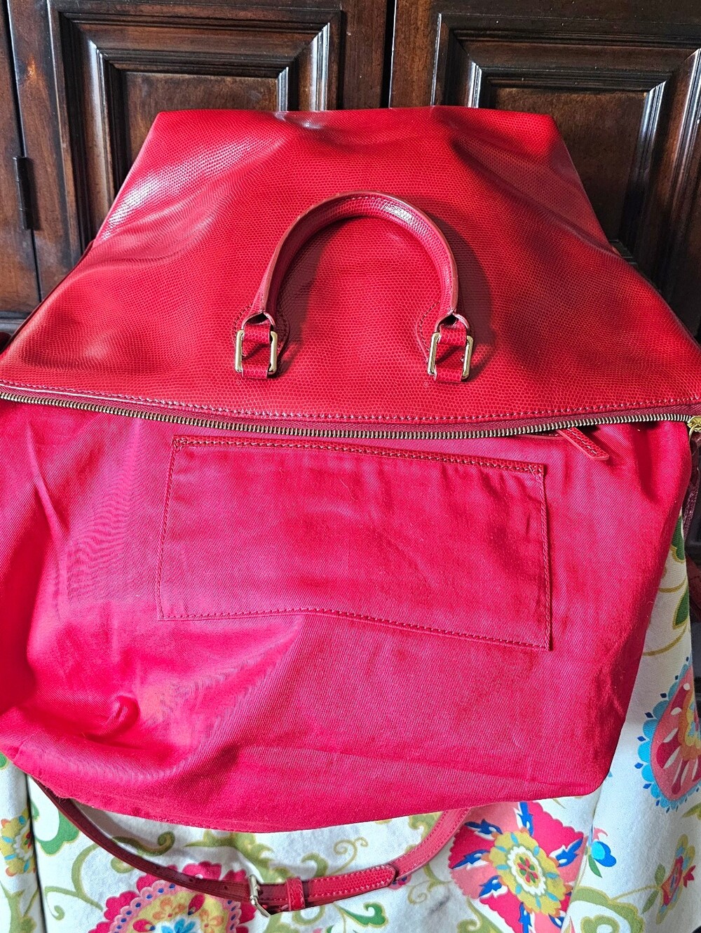Dooney & Bourke Red Leather Handbag - Picture 7 of 9